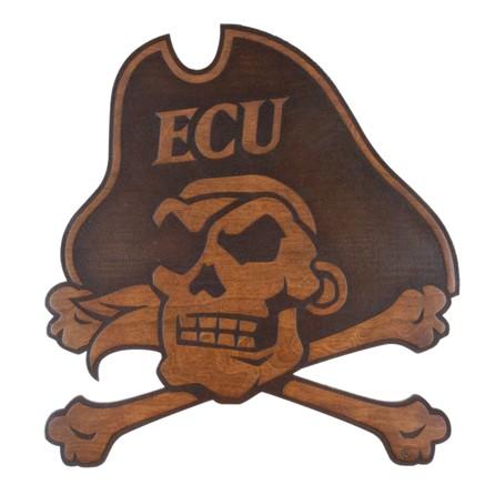 ECU Pirates Wood Wall Hanging - Skull and Crossbones - Standard Size