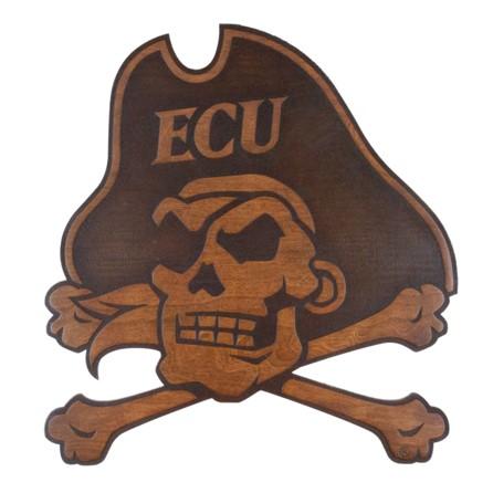 ECU Pirates Wood Wall Hanging - Skull and Crossbones - Large Size