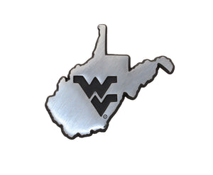 West Virginia Mountaineers State Brushed Metal Car Emblem