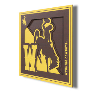 Wyoming Cowboys 3D Logo Series Wall Art - 12"x12"